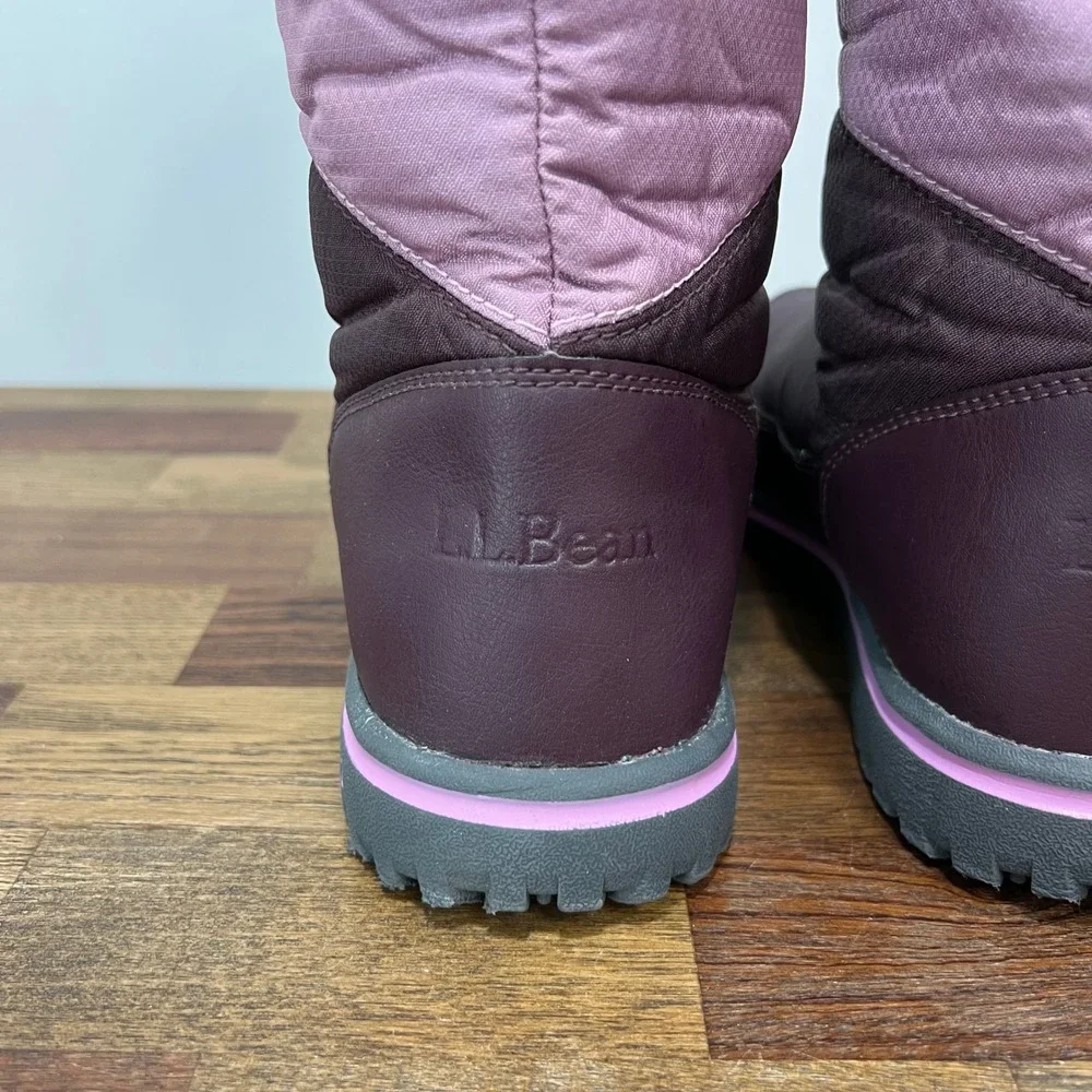 LL Bean Kids‎ Winter Boots 5 Knee High Puffer Purple Color Block Outdoor Snow